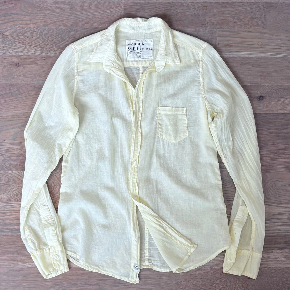 Frank & Eileen Relaxed Button Down Shirt Lightweight Yellow Womens Size Medium